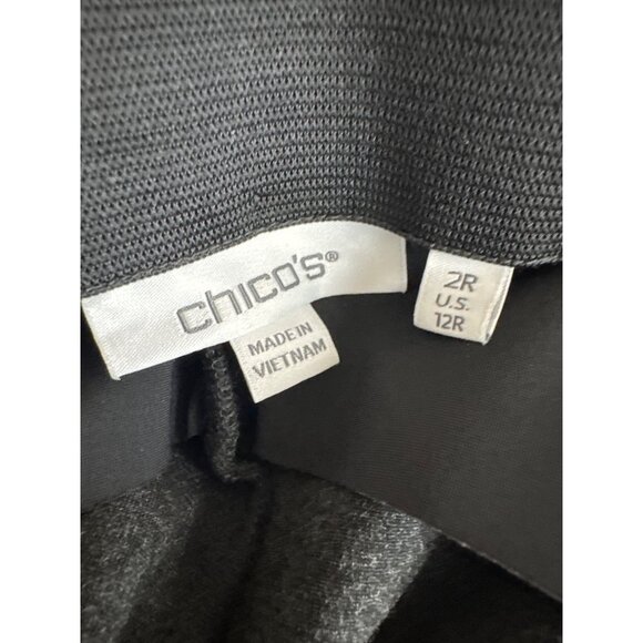 Chicos 2 Ponte Knit Pull On Stretch ankle Pants Dark Charcoal size 12 - Picture 3 of 4